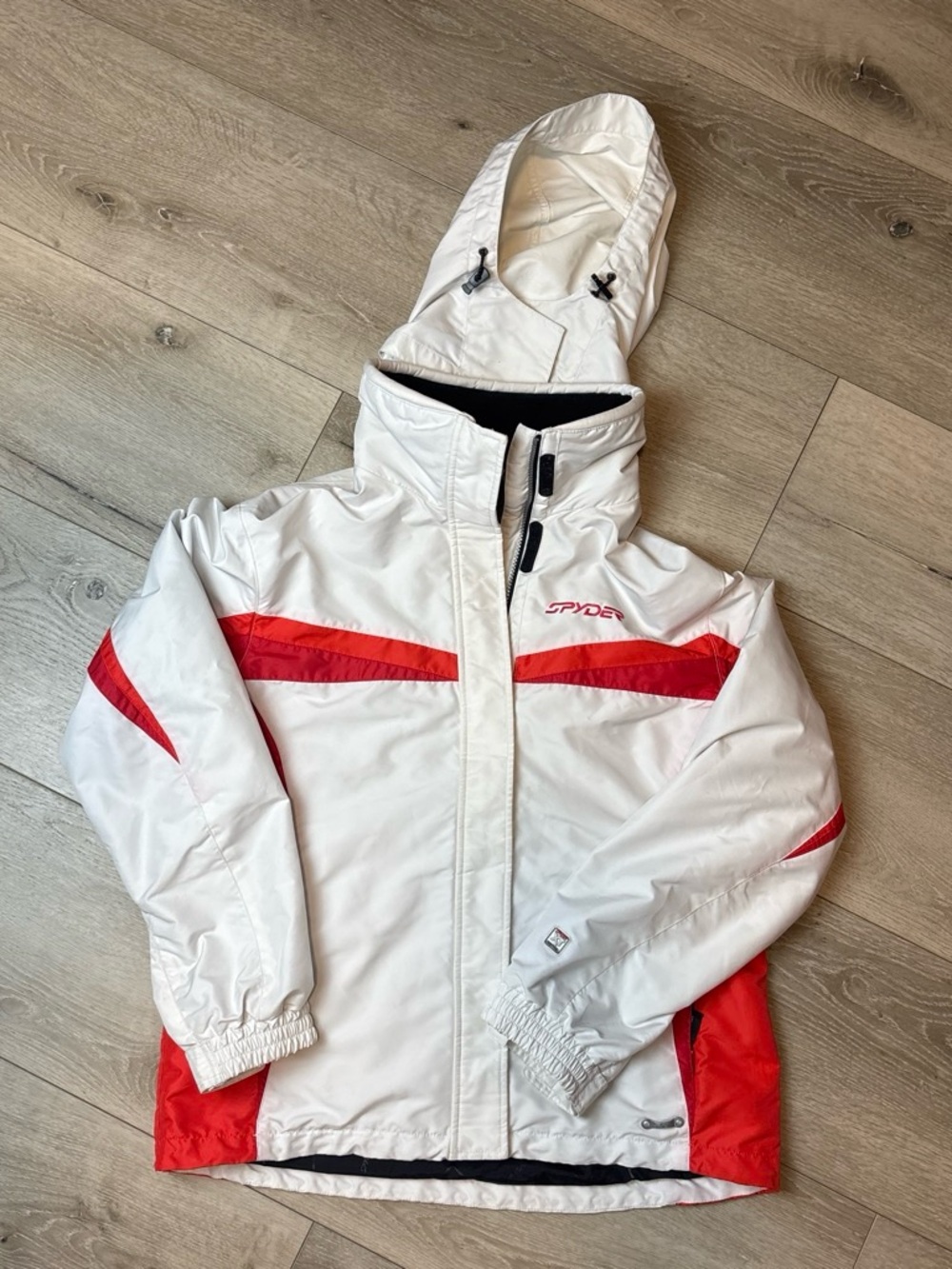 Spyder Ladies White & Red Hooded Ski Jacket